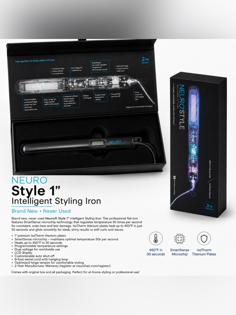 ✨NEURO Style 1” Intelligent Styling Iron – Brand New